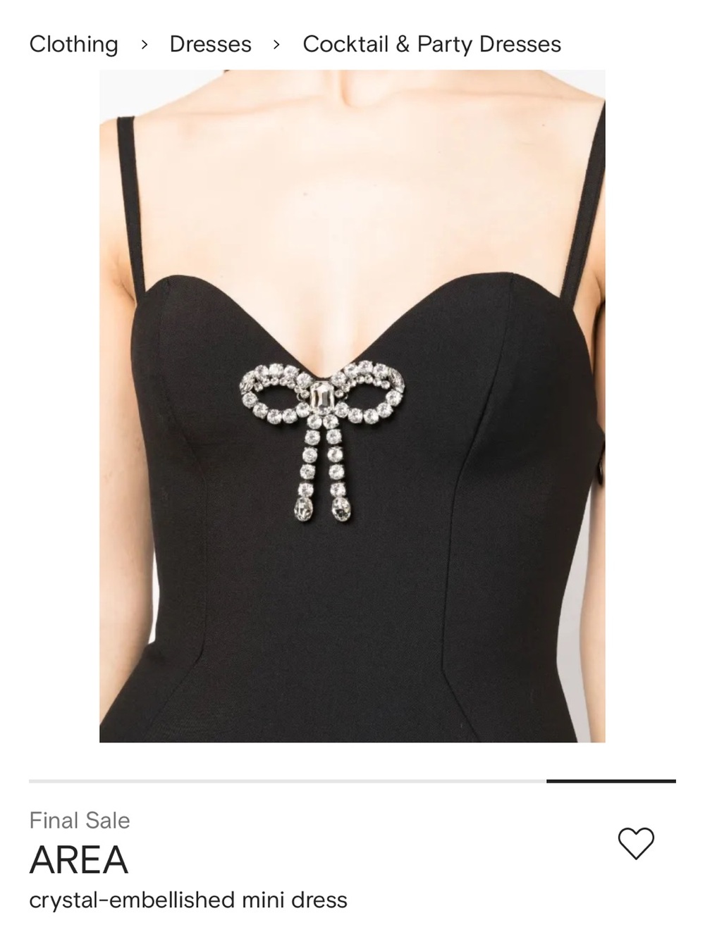 AREA Black Crystal Bow Mini Dress